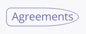 The word “Agreements” surrounded by an uneven rounded outline