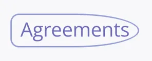 The word “Agreements” surrounded by an uneven rounded outline